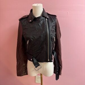 Black/brown genuine leather jacket